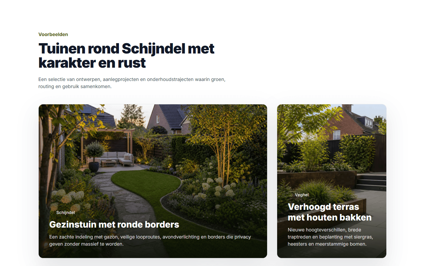 Screenshot van een werkblok op een bedrijfspagina